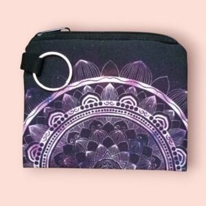 Mandala Print Black and Purple Coin Purse